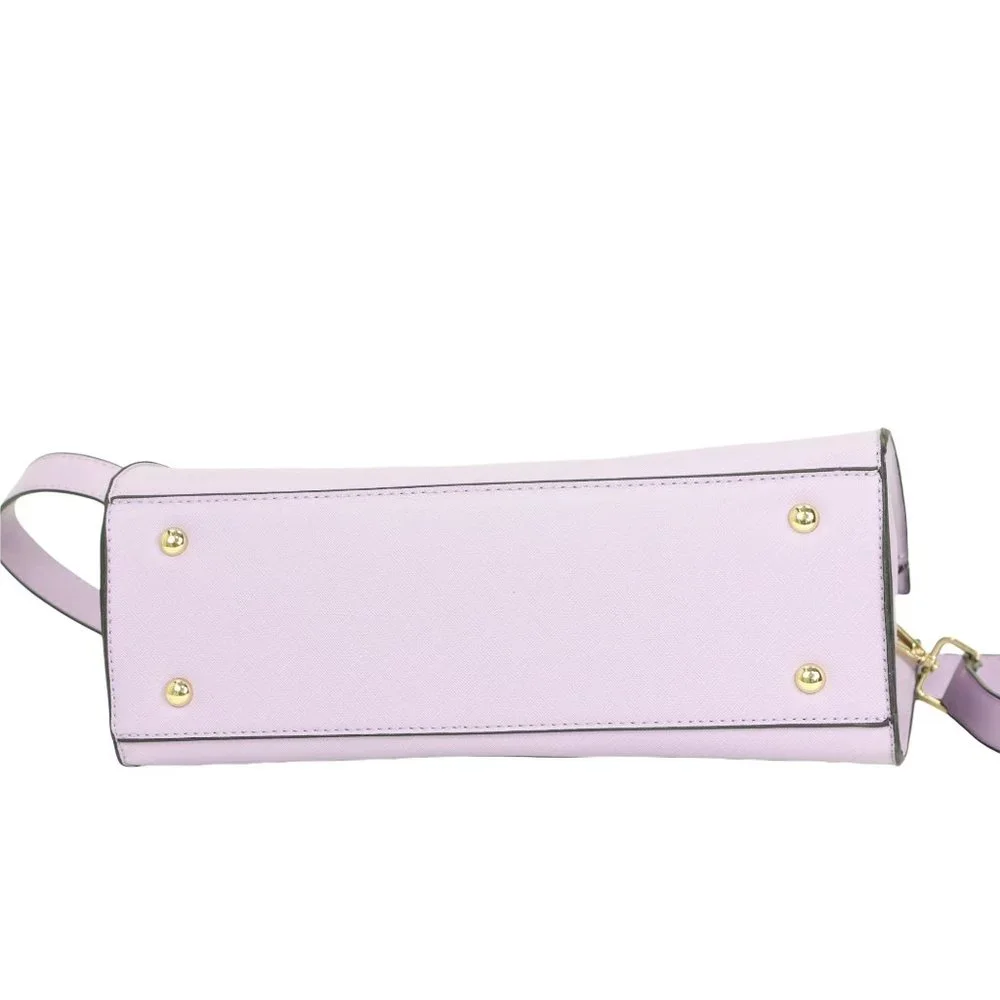 Lavender Light Purple Faux Leather Tote Purse Cross Body Hand Bag - Picture 5 of 12